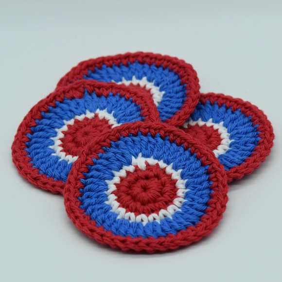 Handcrafted Independence day Crochet Coasters Set of four - Picture 3 of 5